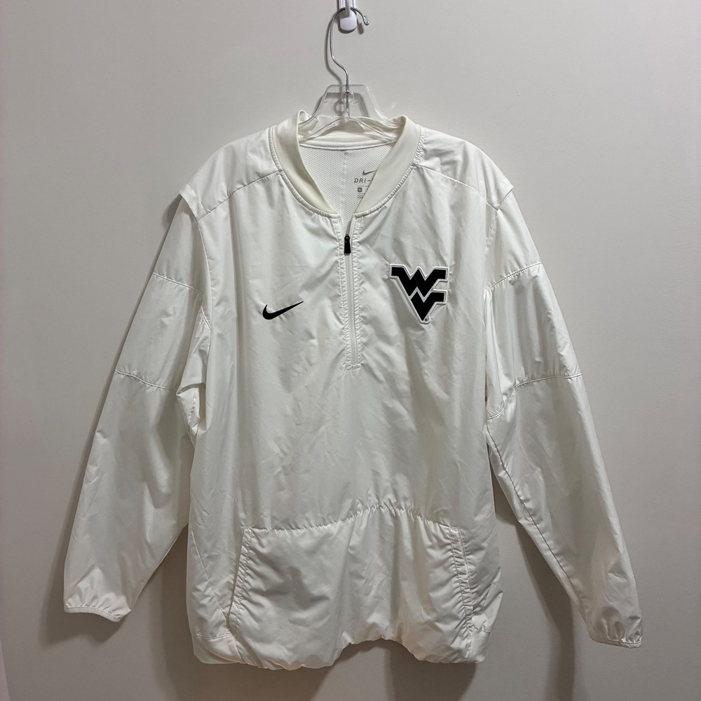 Nike West Virginia University WVU Dri-FIT Quarter Zip Windbreaker White Mens XL